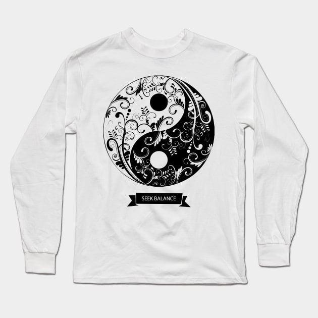 YIN YANG MANDALA Long Sleeve T-Shirt by madeinchorley